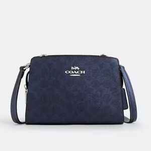 💙 Coach NWT Metallic Blue Gia Crossbody Bag ISignature Canvas / Silver Hardware